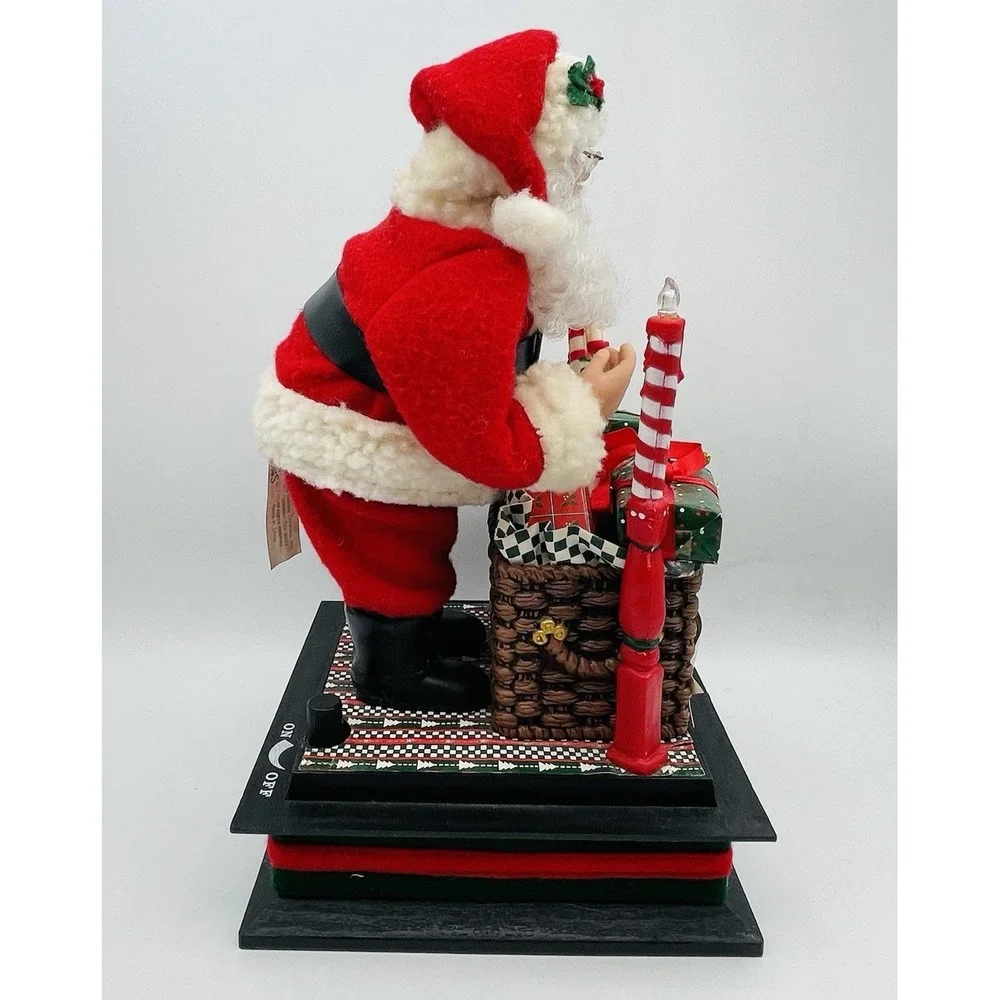 Santa Musical Scene Holiday Creations 1995 Toy Shop Bag Of Presents w/ Light 12